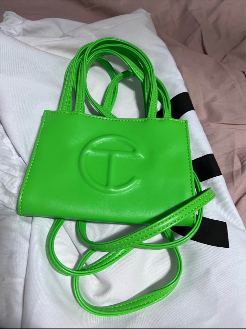 Telfar Neon Green Mini Tote Crossbody